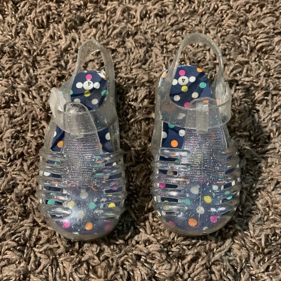 Clear Glitter Jelly Sandals - Picture 1 of 11